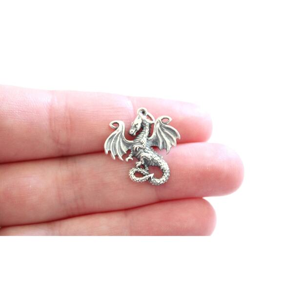 Sterling Silver Dragon Pendant, Silver Dragon Pendant - Picture 1 of 4